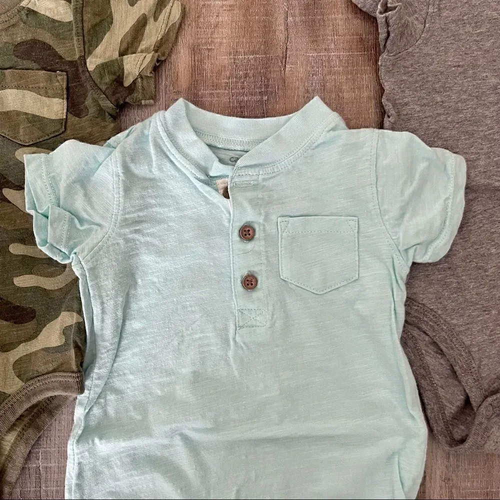Carters henley onesies - set of 3